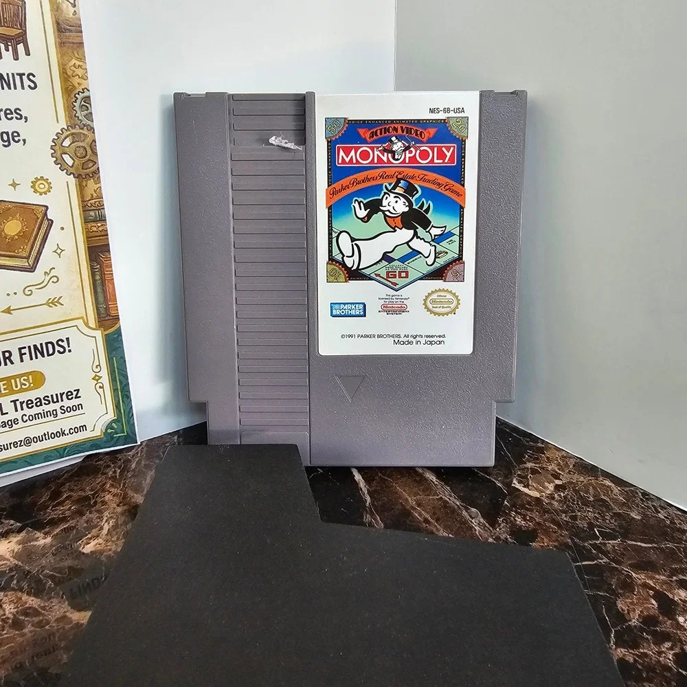 Monopoly Nintendo NES 1991 Parker Brothers Video Game Cartridge NES-68-USA